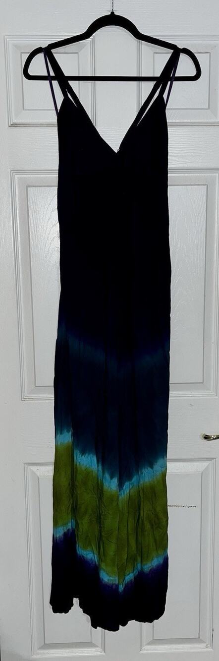 Free People Sheila Sheer Maxi Dress Tie Dye Purple Green Blue Ombré Size 6